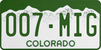 CO license plate 007MIG