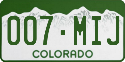 CO license plate 007MIJ