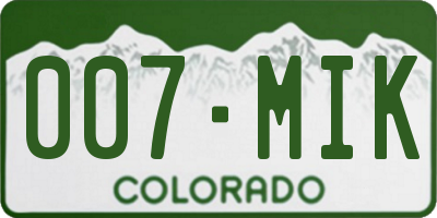 CO license plate 007MIK