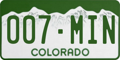 CO license plate 007MIN
