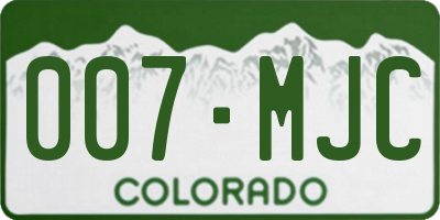 CO license plate 007MJC