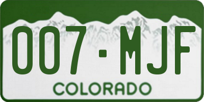 CO license plate 007MJF