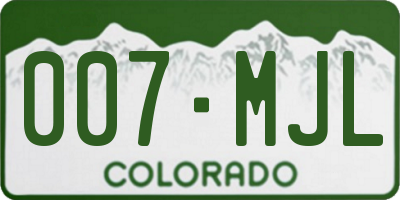CO license plate 007MJL
