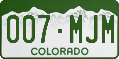 CO license plate 007MJM
