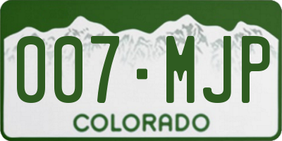 CO license plate 007MJP
