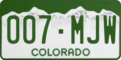 CO license plate 007MJW