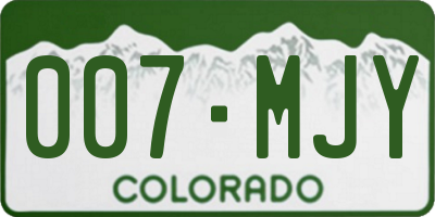 CO license plate 007MJY