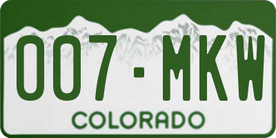 CO license plate 007MKW