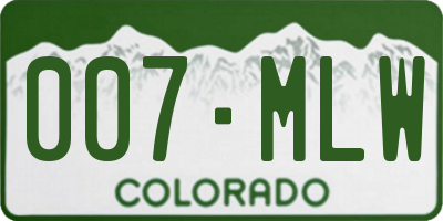 CO license plate 007MLW