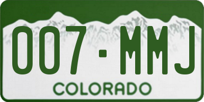 CO license plate 007MMJ