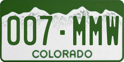 CO license plate 007MMW