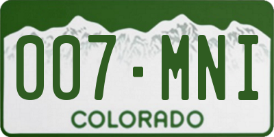 CO license plate 007MNI