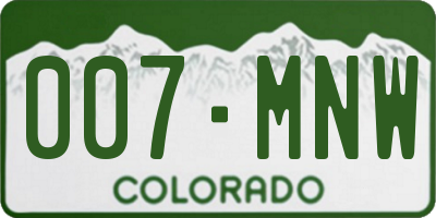 CO license plate 007MNW