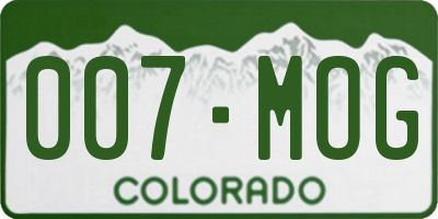 CO license plate 007MOG