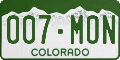 CO license plate 007MON