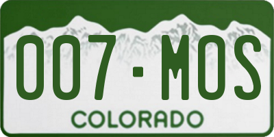CO license plate 007MOS