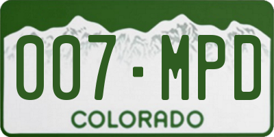 CO license plate 007MPD
