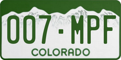 CO license plate 007MPF