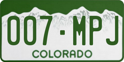 CO license plate 007MPJ