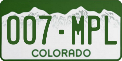 CO license plate 007MPL