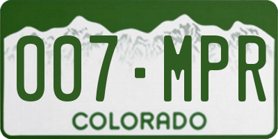 CO license plate 007MPR