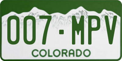 CO license plate 007MPV