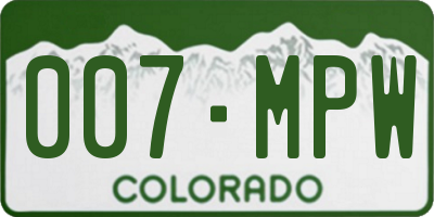CO license plate 007MPW