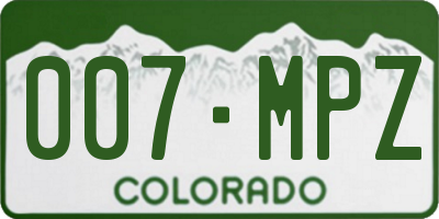 CO license plate 007MPZ