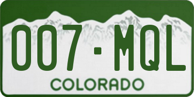 CO license plate 007MQL