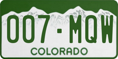 CO license plate 007MQW
