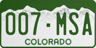 CO license plate 007MSA