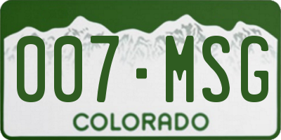 CO license plate 007MSG