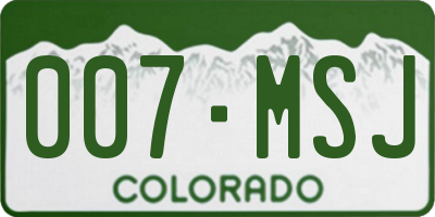 CO license plate 007MSJ