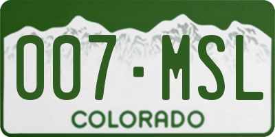 CO license plate 007MSL