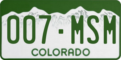CO license plate 007MSM