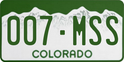 CO license plate 007MSS
