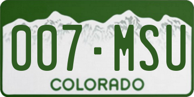 CO license plate 007MSU