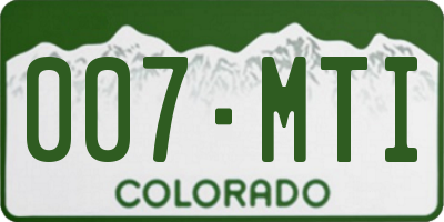 CO license plate 007MTI