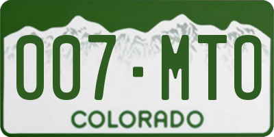 CO license plate 007MTO