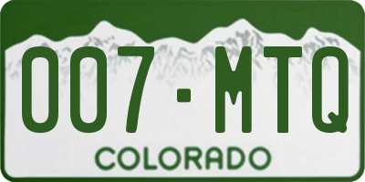 CO license plate 007MTQ
