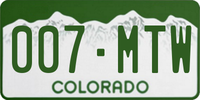 CO license plate 007MTW