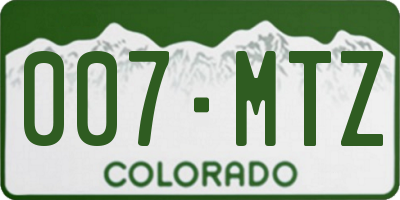 CO license plate 007MTZ