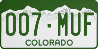 CO license plate 007MUF