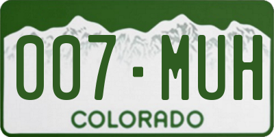 CO license plate 007MUH