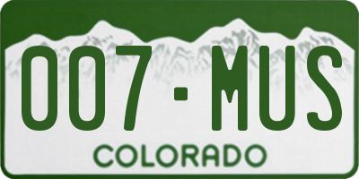 CO license plate 007MUS