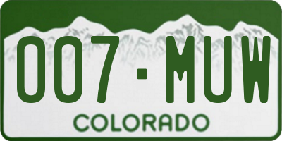 CO license plate 007MUW
