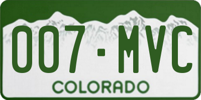 CO license plate 007MVC