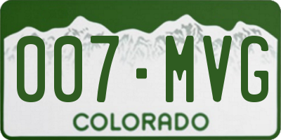 CO license plate 007MVG