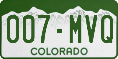 CO license plate 007MVQ