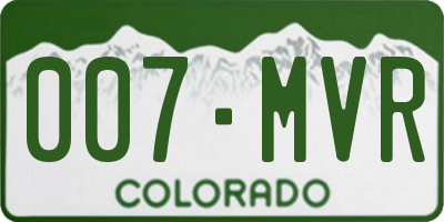 CO license plate 007MVR